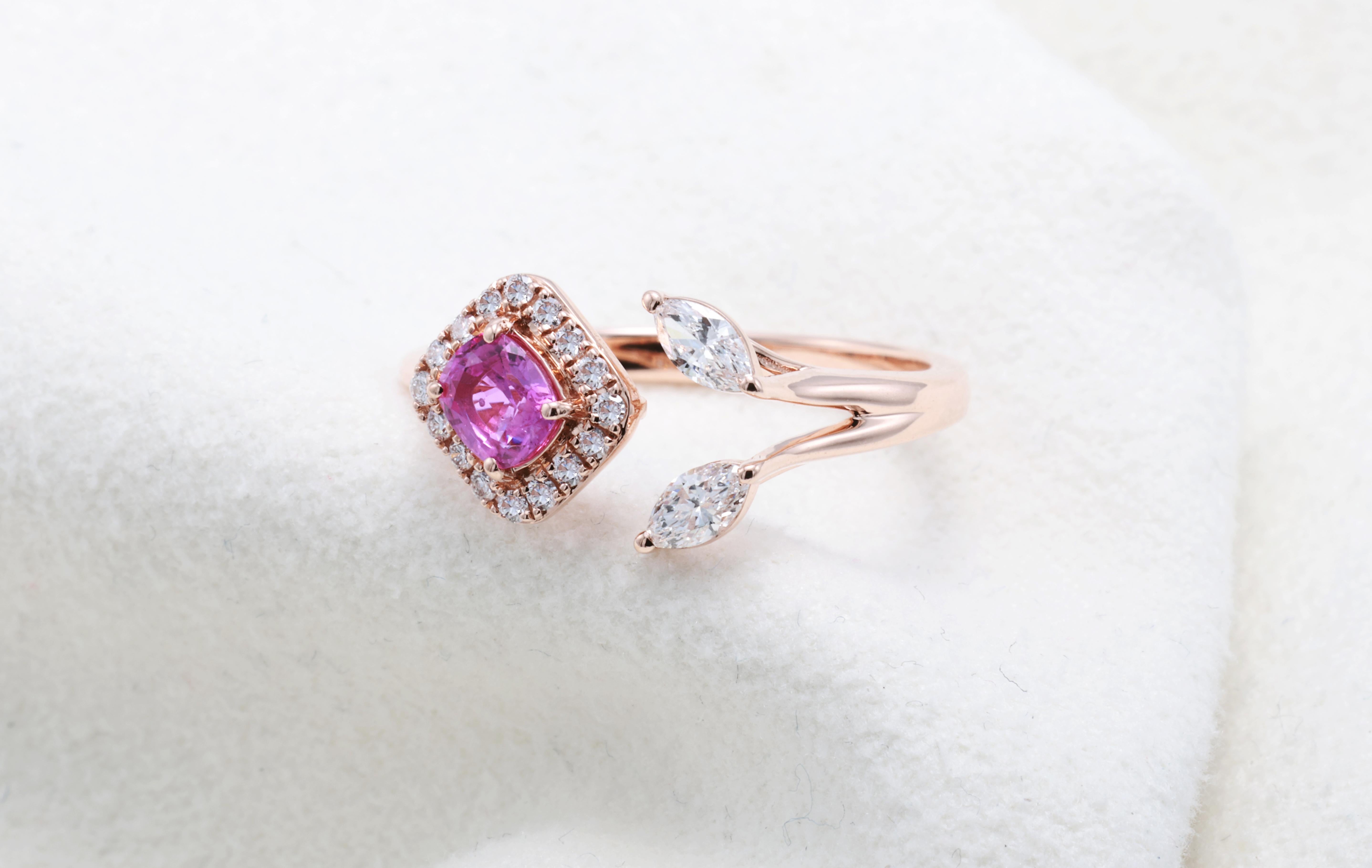 Bague en saphir rose certifié GFCO en vente 1