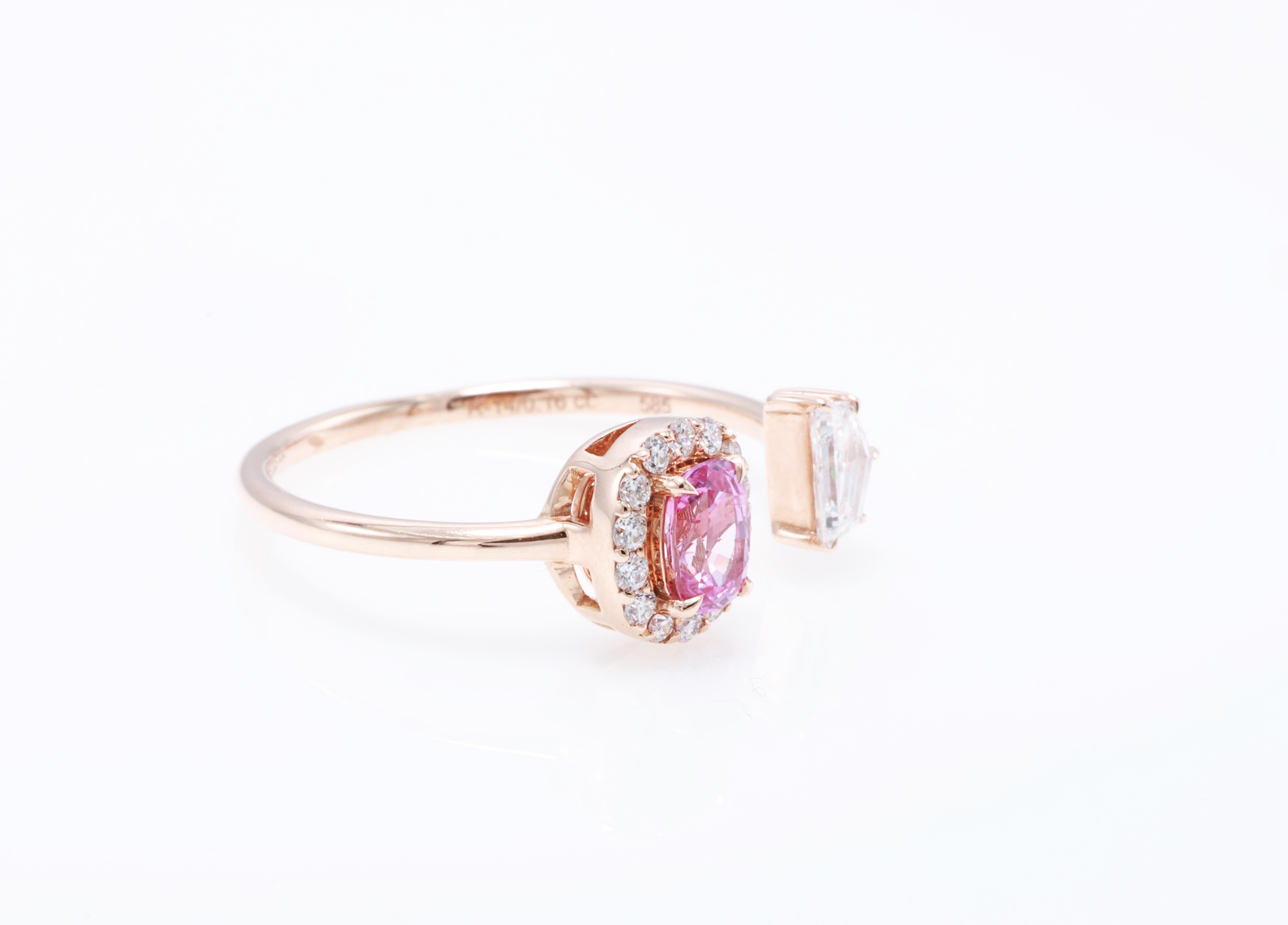 Anello con zaffiro rosa certificato GFCO in vendita 1