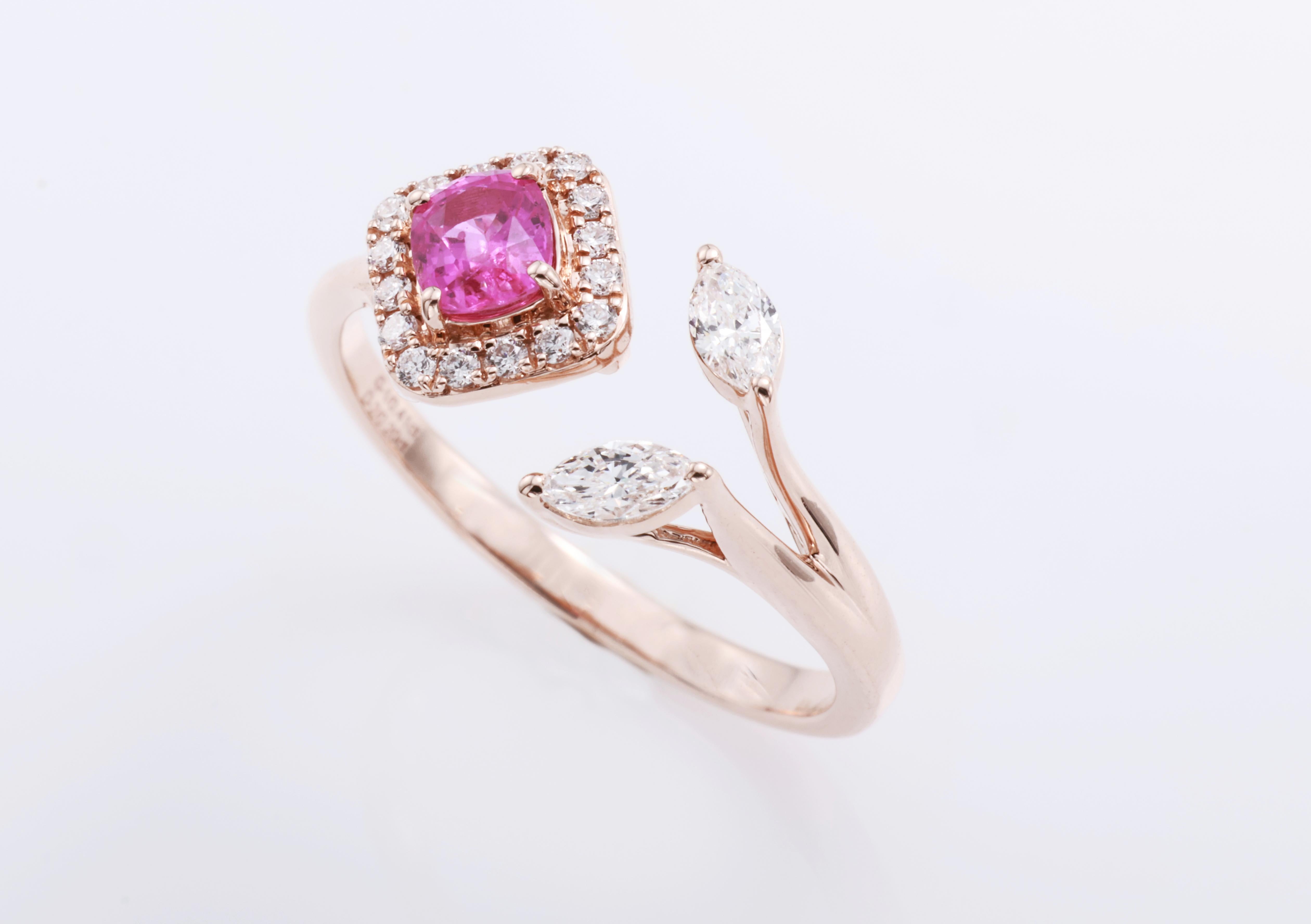 Bague en saphir rose certifié GFCO en vente 2