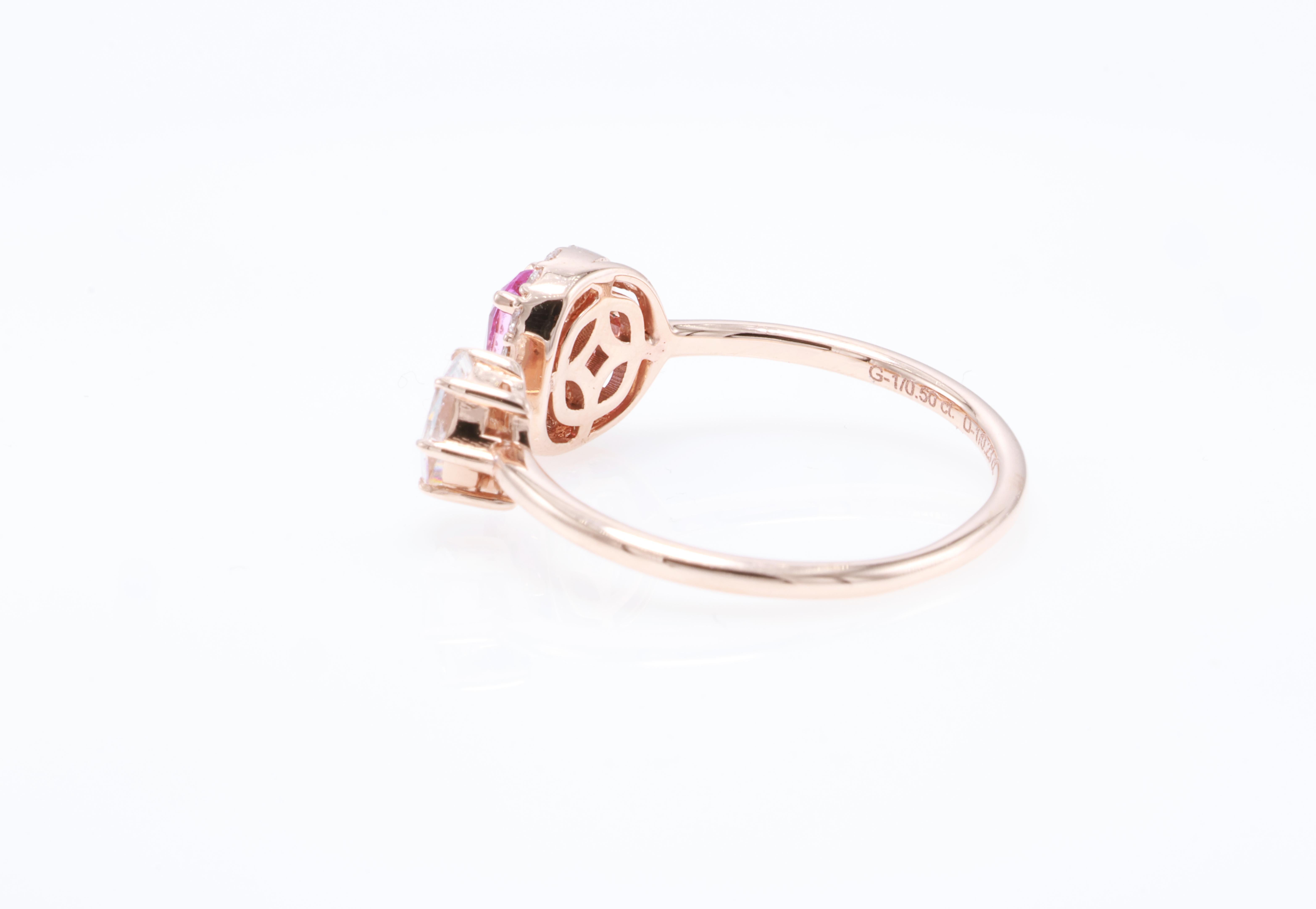 Anello con zaffiro rosa certificato GFCO in vendita 2