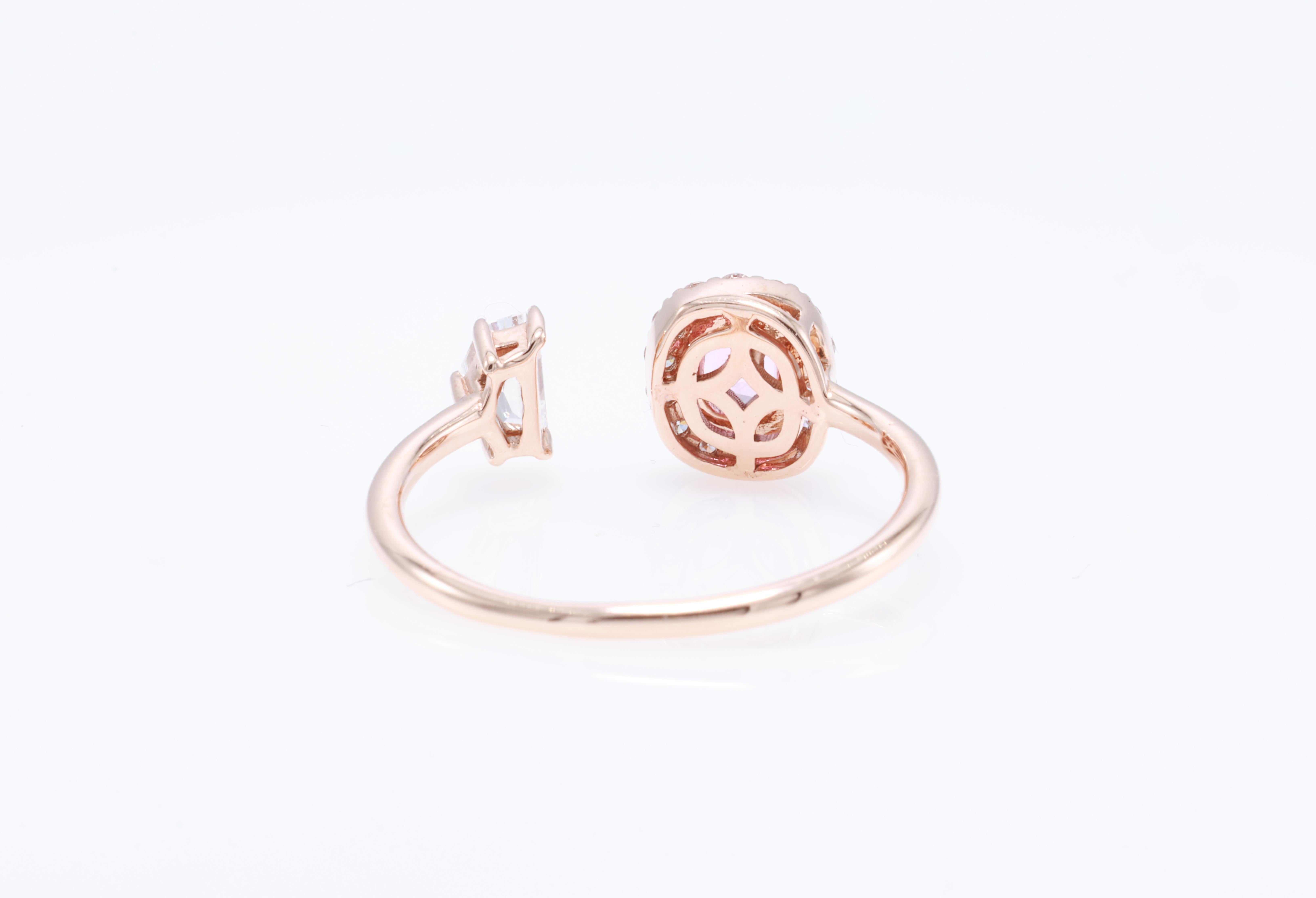 Anello con zaffiro rosa certificato GFCO in vendita 3