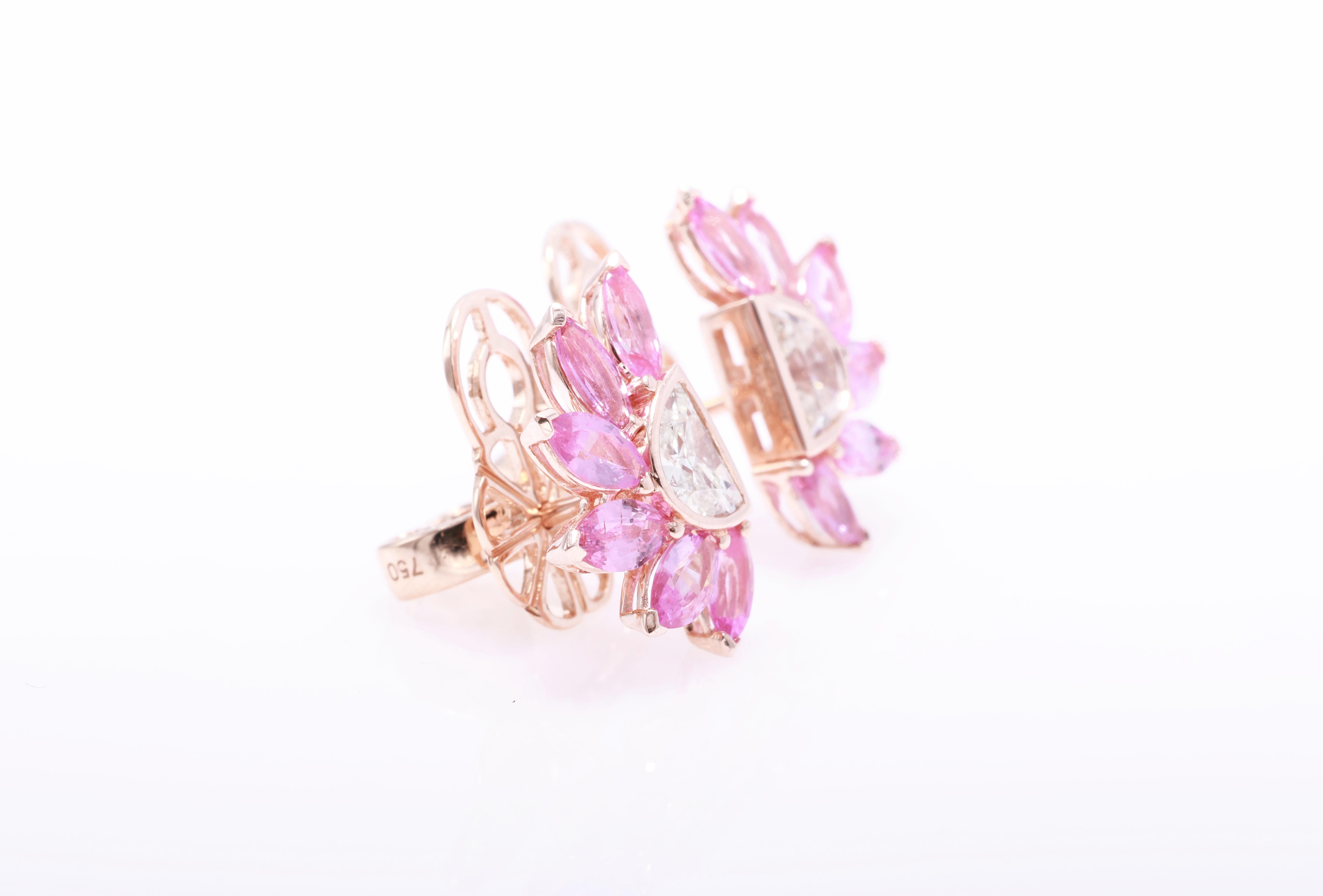 Women's or Men's GFCO Certified Vivid Pink Sapphire Earrings For Sale