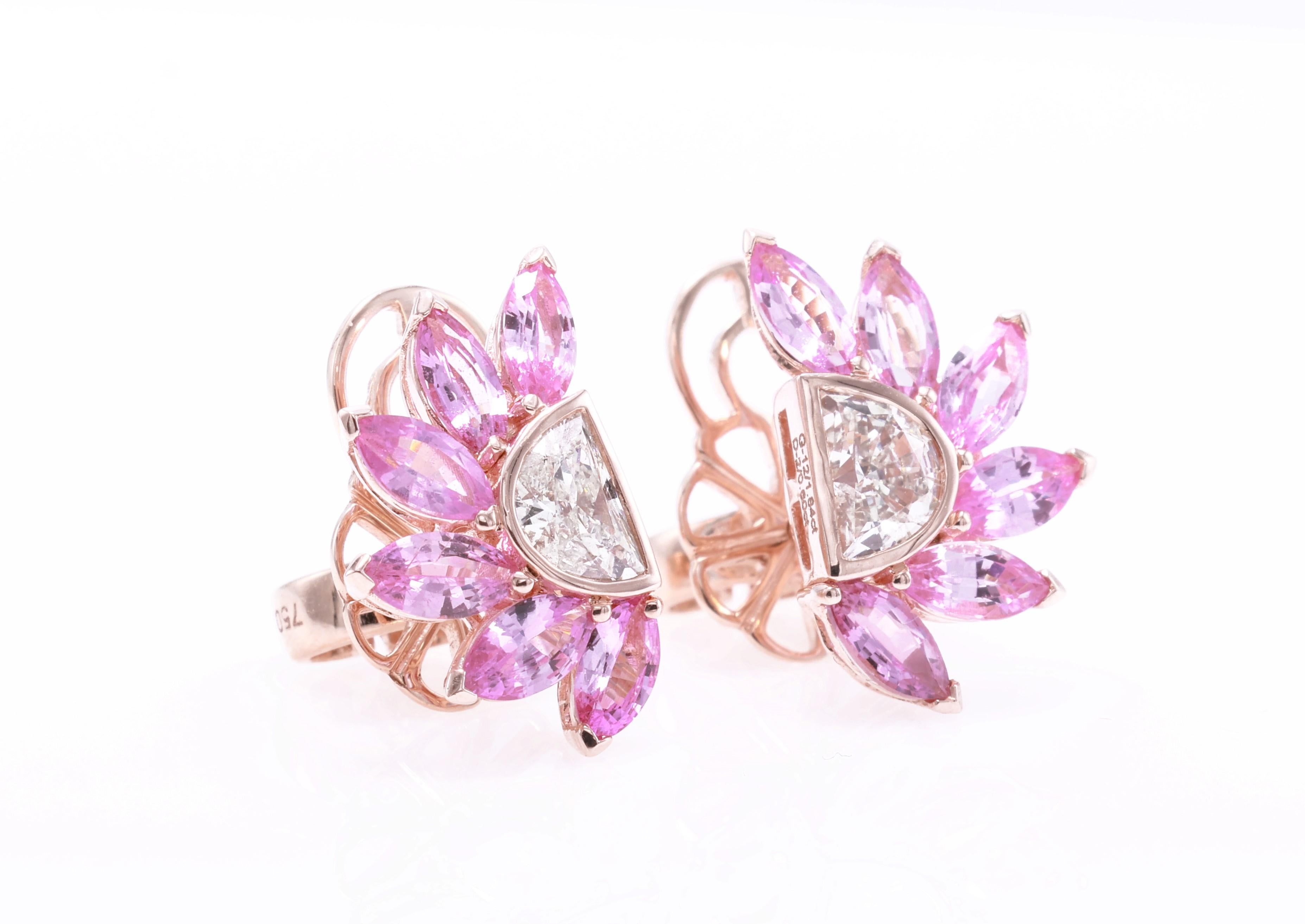 GFCO Certified Vivid Pink Sapphire Earrings For Sale 1