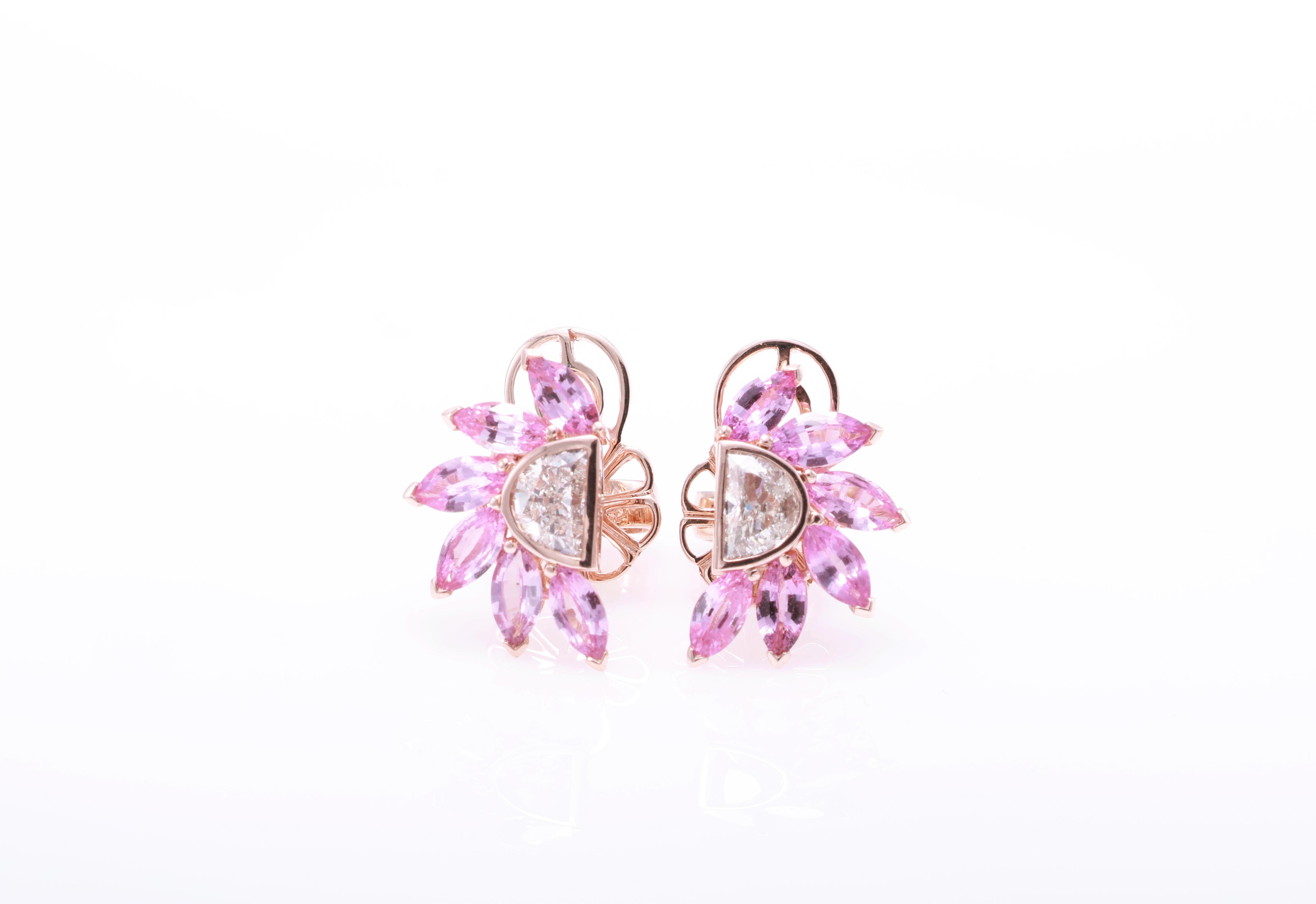 GFCO Certified Vivid Pink Sapphire Earrings For Sale 2