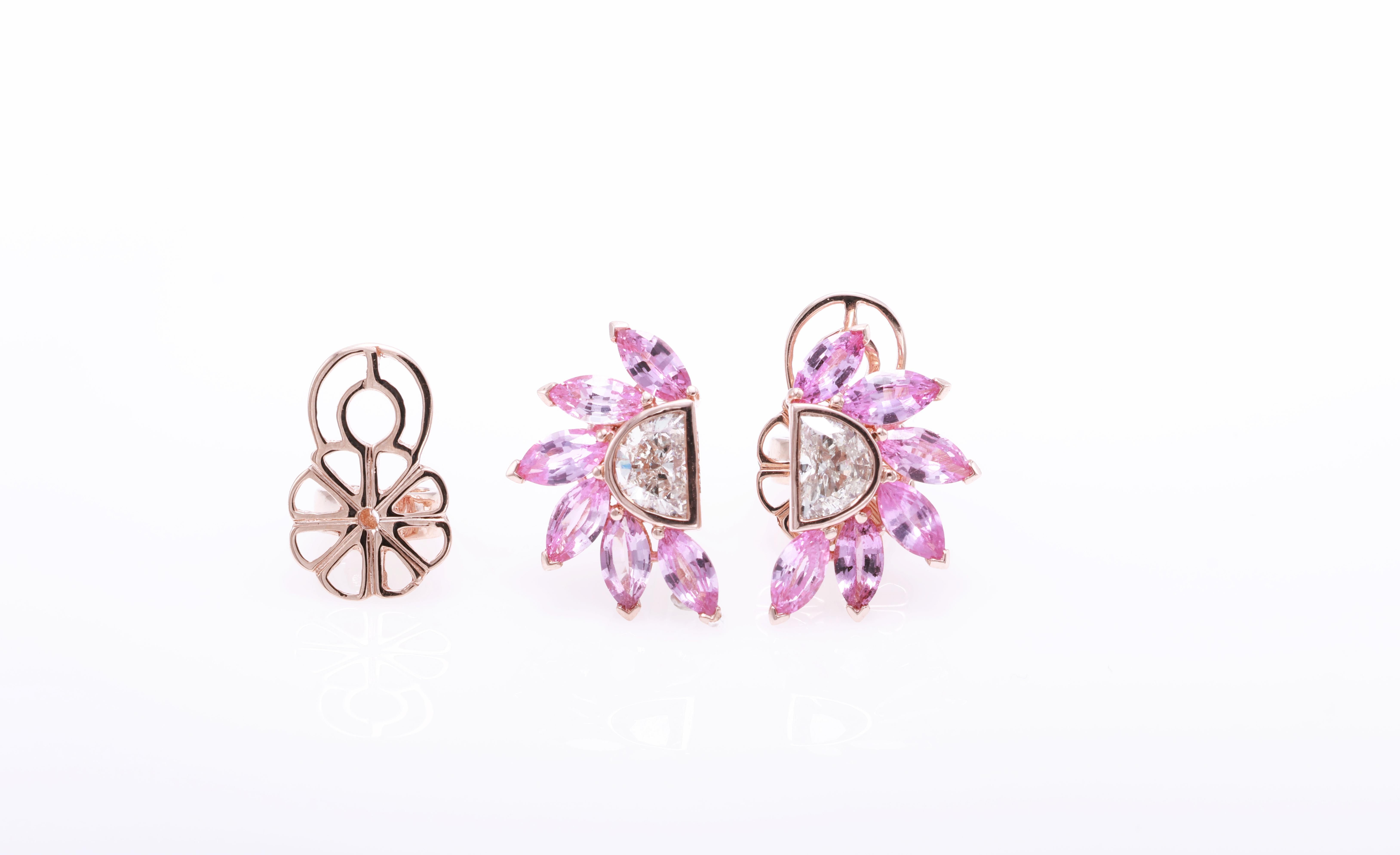 GFCO Certified Vivid Pink Sapphire Earrings For Sale 3