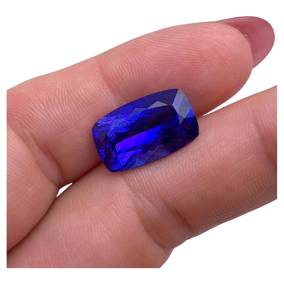 GFCO Certified VS 10.37Ct Natural Tanzanite, Fancy cushion cut For Sale