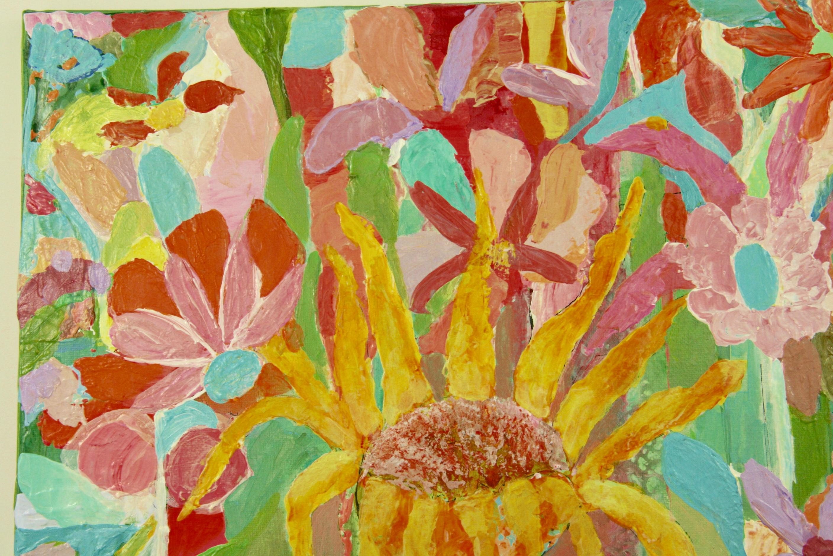 Modern  Italian oil on Canvas Spring Flowers in Bloom Painting For Sale 2