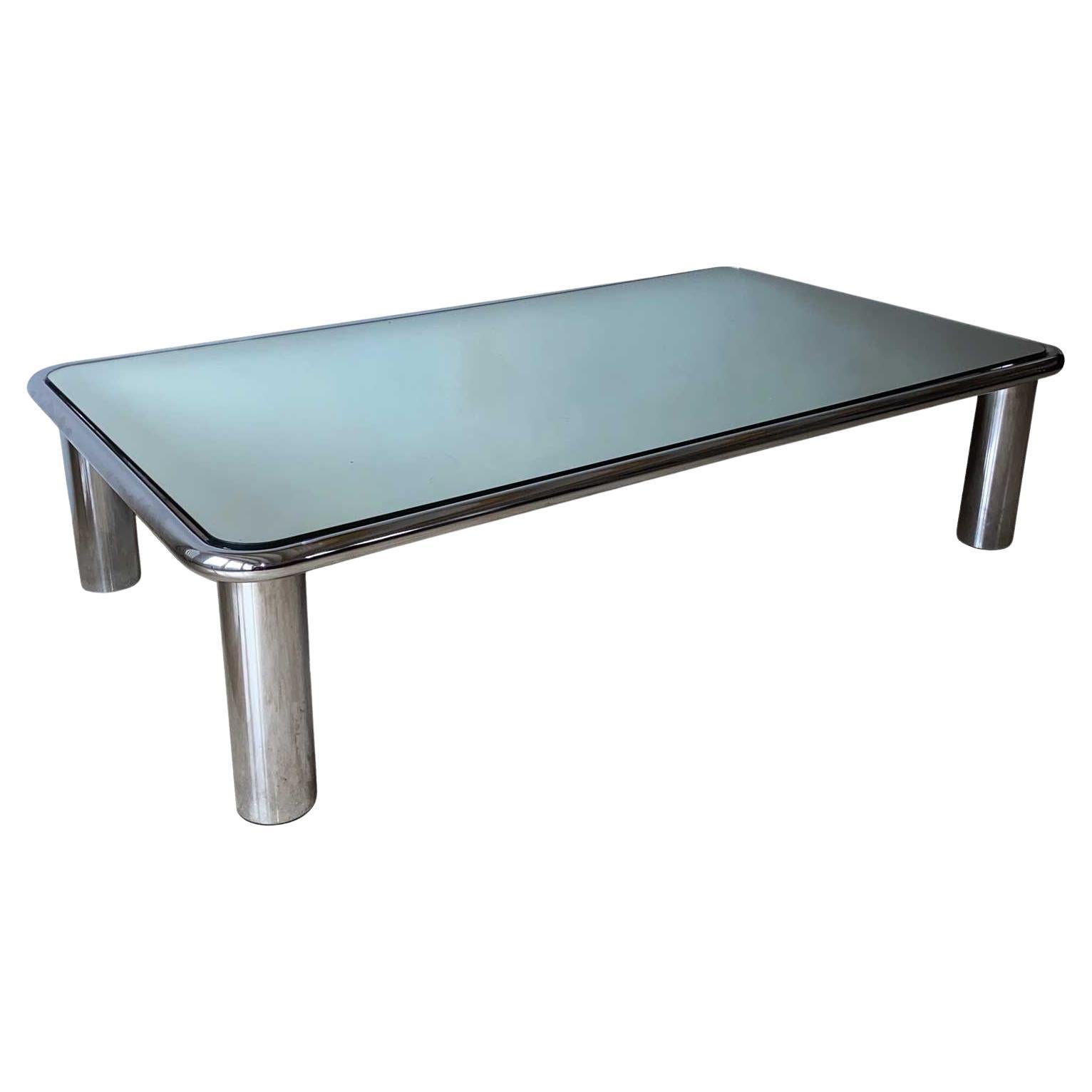 G.Franco Frattini Sesann mirrored and steel chromed coffee table by  for Cassina For Sale