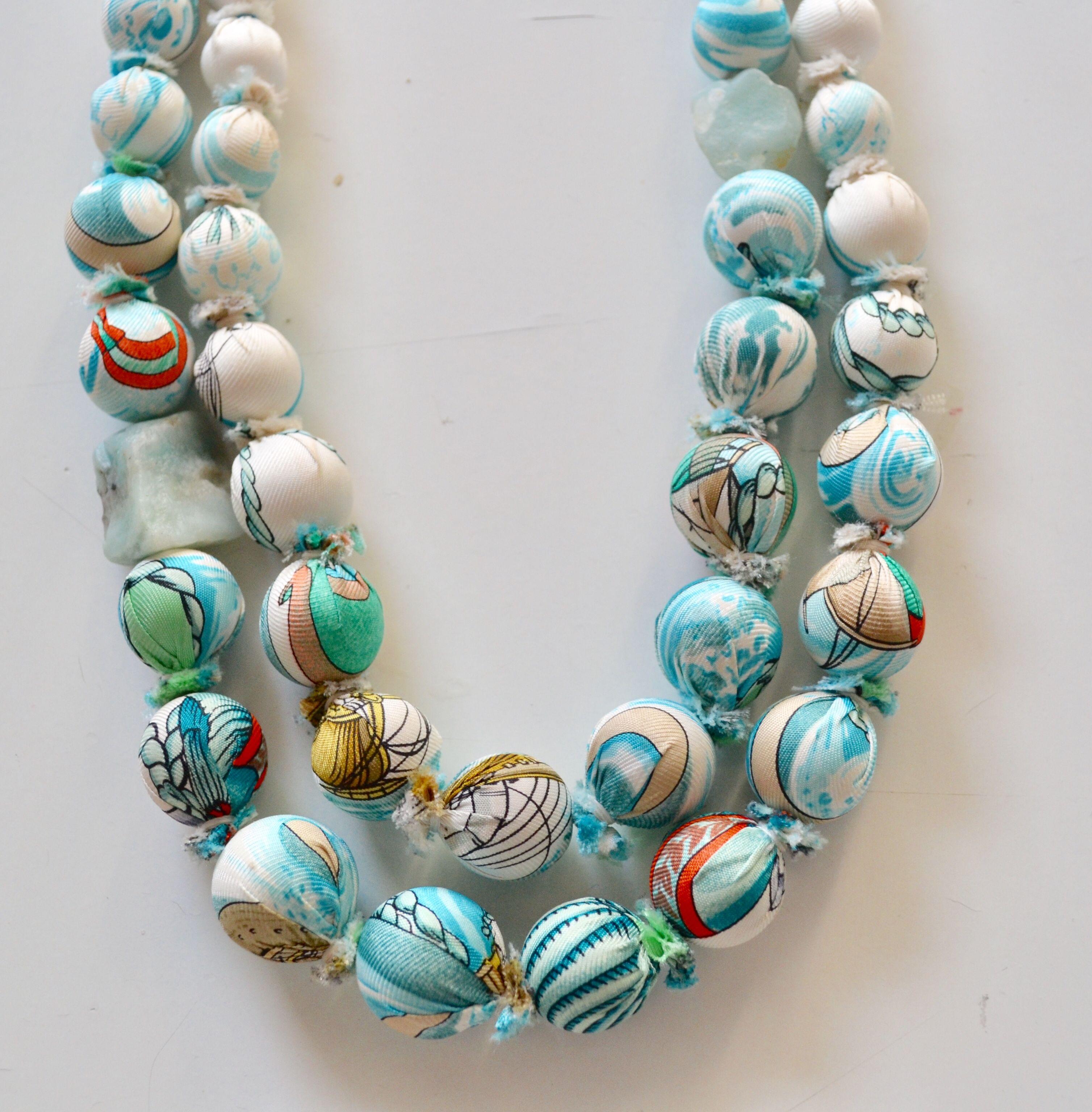 Women's GG by Gordana Gasparovic Necklace Made with Authentic Vintage Hermes Scarves
