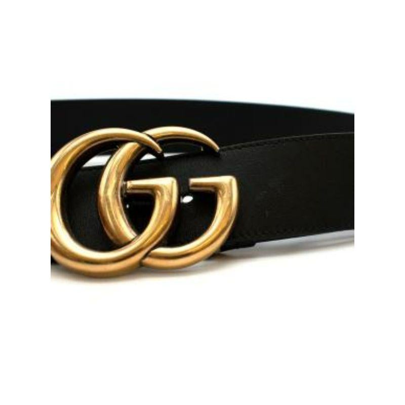 GG logo black leather belt - Size 80 In Excellent Condition For Sale In London, GB