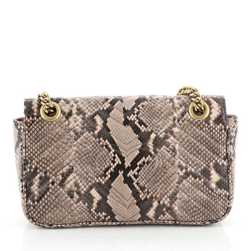 Brown GG Marmont Flap Bag Matelasse Python Small