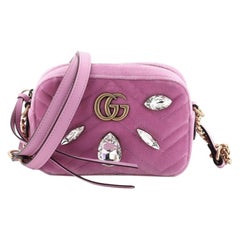 GG Marmont Shoulder Bag Crystal Embellished Matelasse Velvet Mini