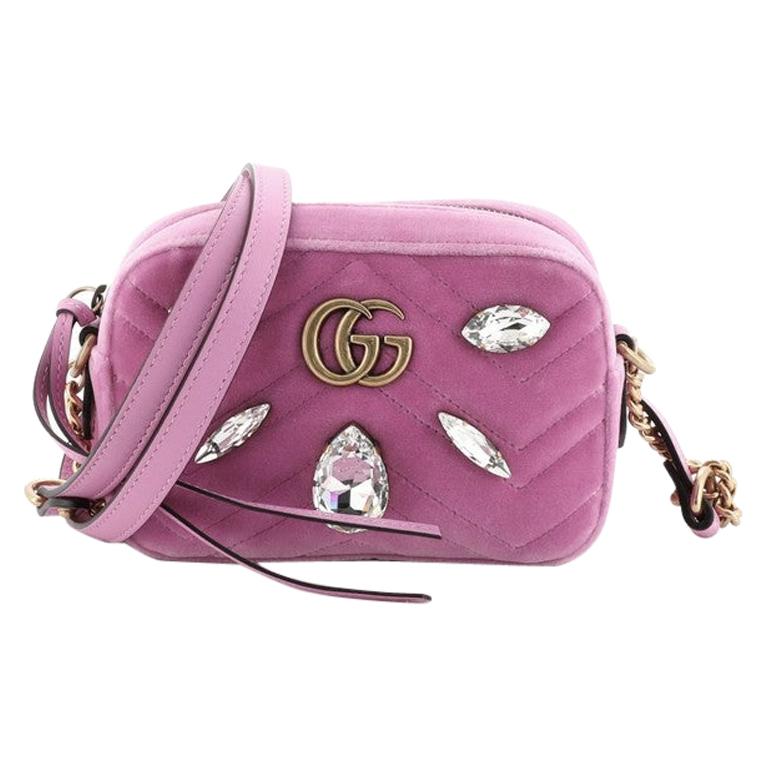 GG Marmont Shoulder Bag Crystal Embellished Matelasse Velvet Mini at ...
