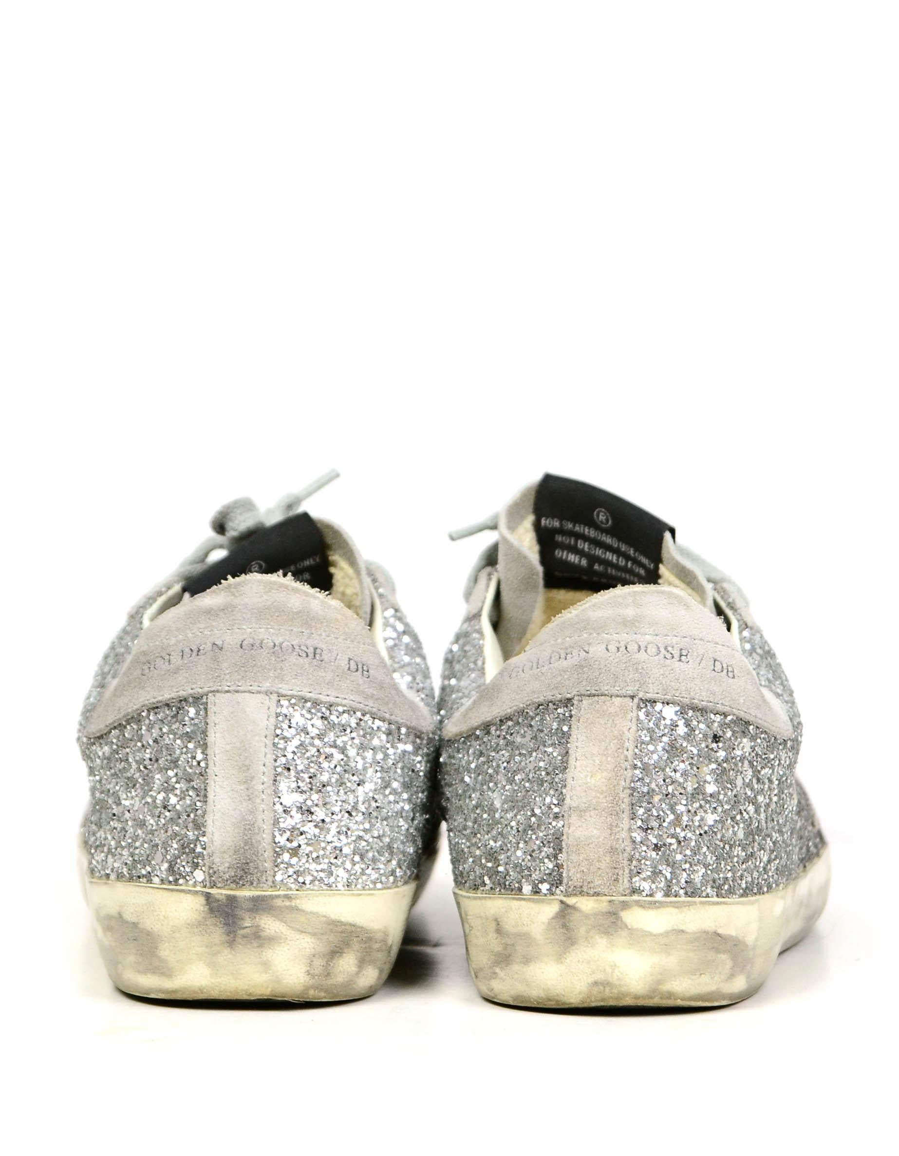 GGDB Goldene Gänseblümchen Deluxe Marke Silber Glitter Superstar Turnschuhe Größe 38 2
