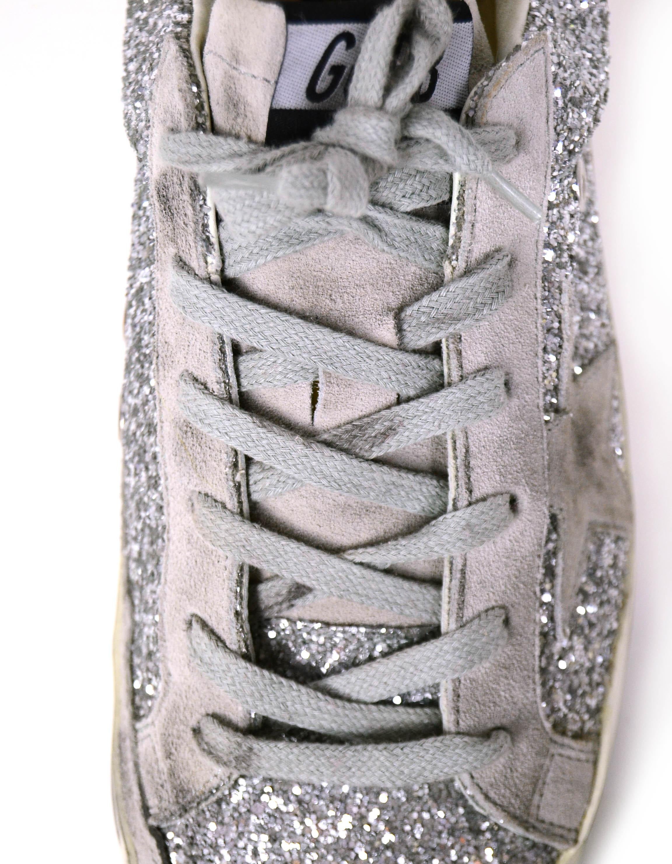 GGDB Goldene Gänseblümchen Deluxe Marke Silber Glitter Superstar Turnschuhe Größe 38 3