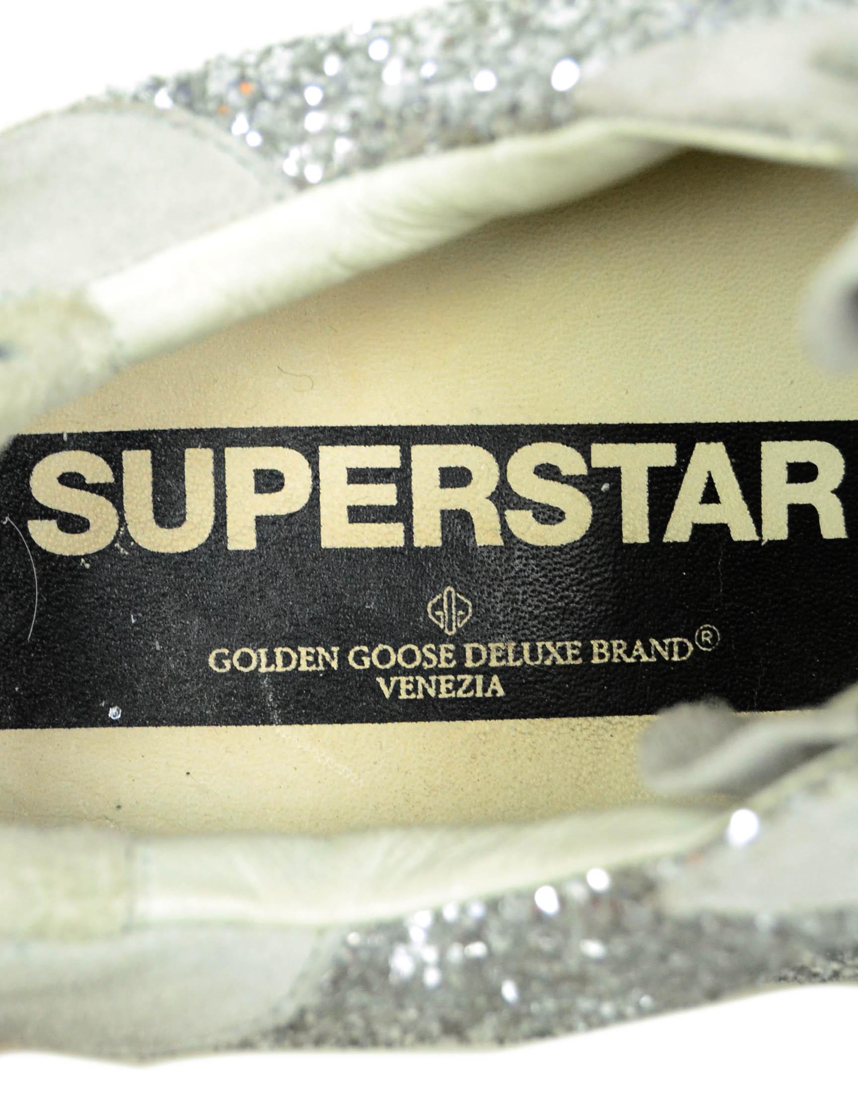 GGDB Goldene Gänseblümchen Deluxe Marke Silber Glitter Superstar Turnschuhe Größe 38 5