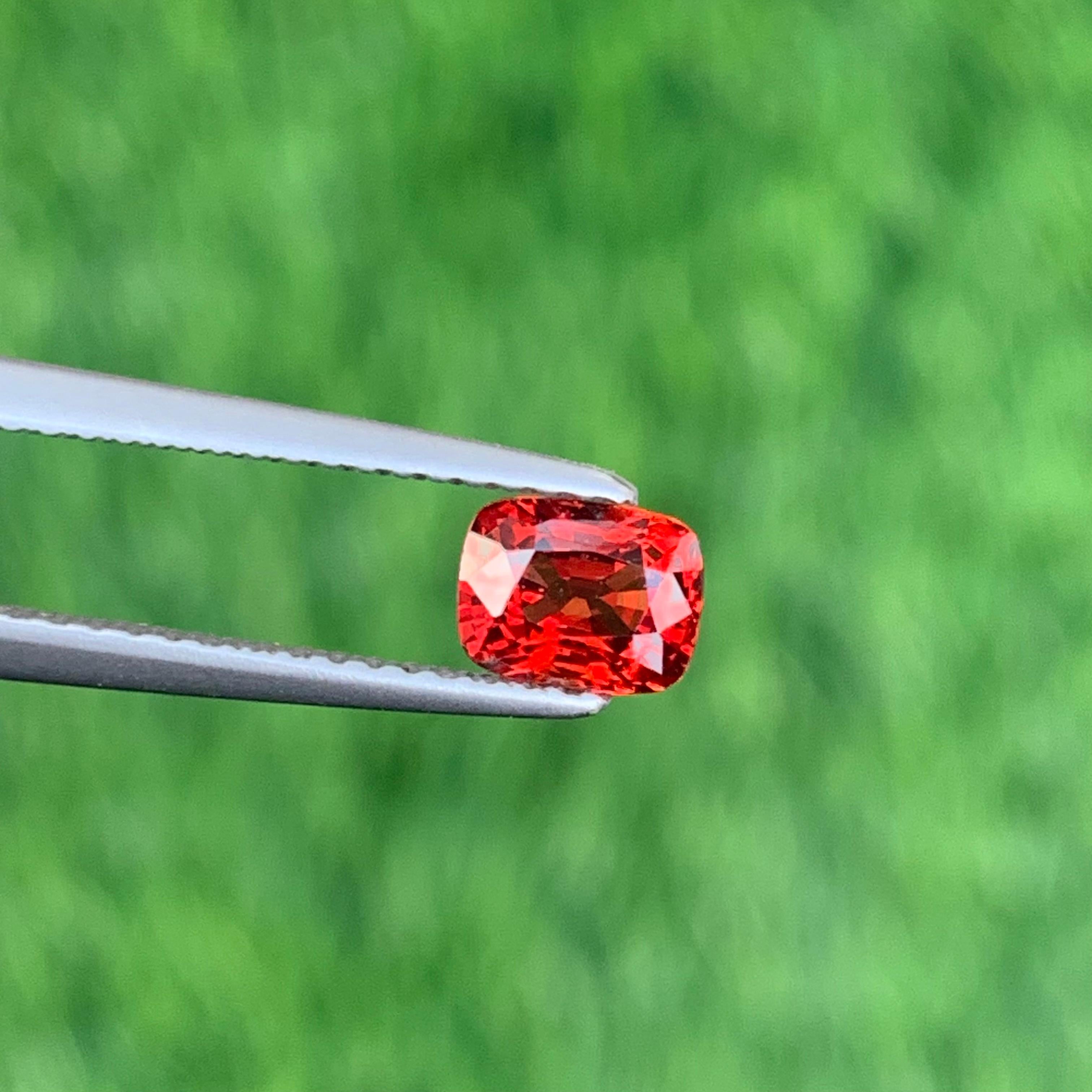 Cushion Cut GGI Certified 0.76 Carats Loose Red Spinel from Burma, Faceted Burmese Spinel For Sale