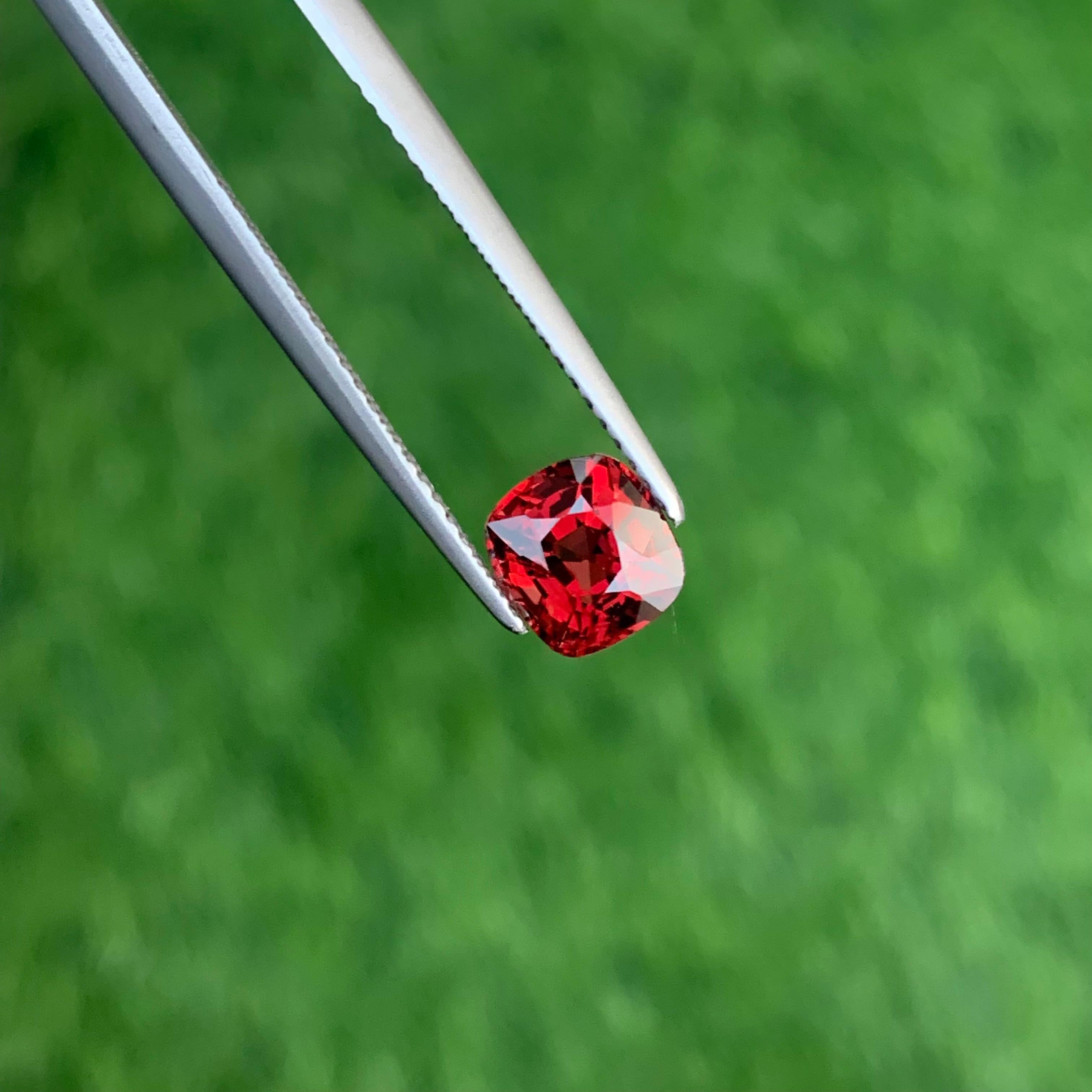 Cushion Cut GGI Certified 1.05 Carat Faceted Red Spinel From Myanmar, Loose Burmese Spinel For Sale