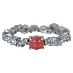 GGTL Certified 0, 51 Carats Natural Conch Pearl Diamond Eternity Ring