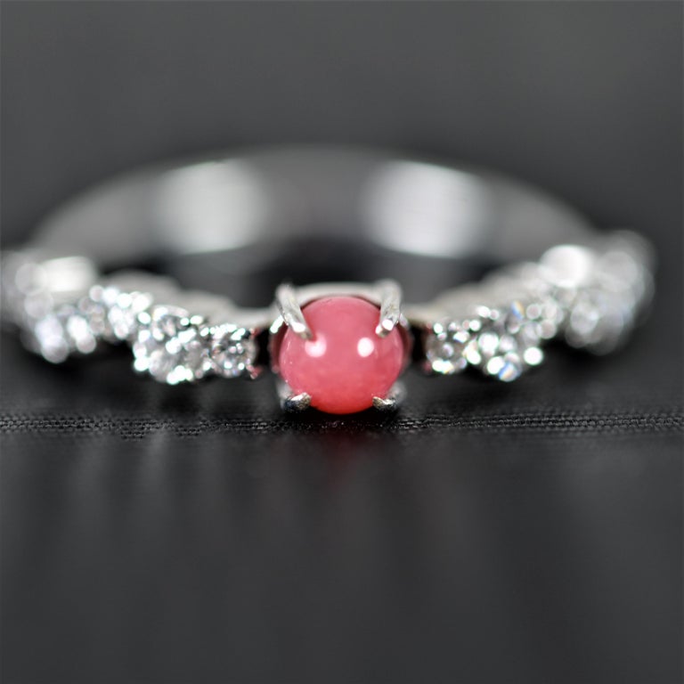 GGTL Certified 0 39 Carats Natural Conch Pearl Diamond Ring For Sale at