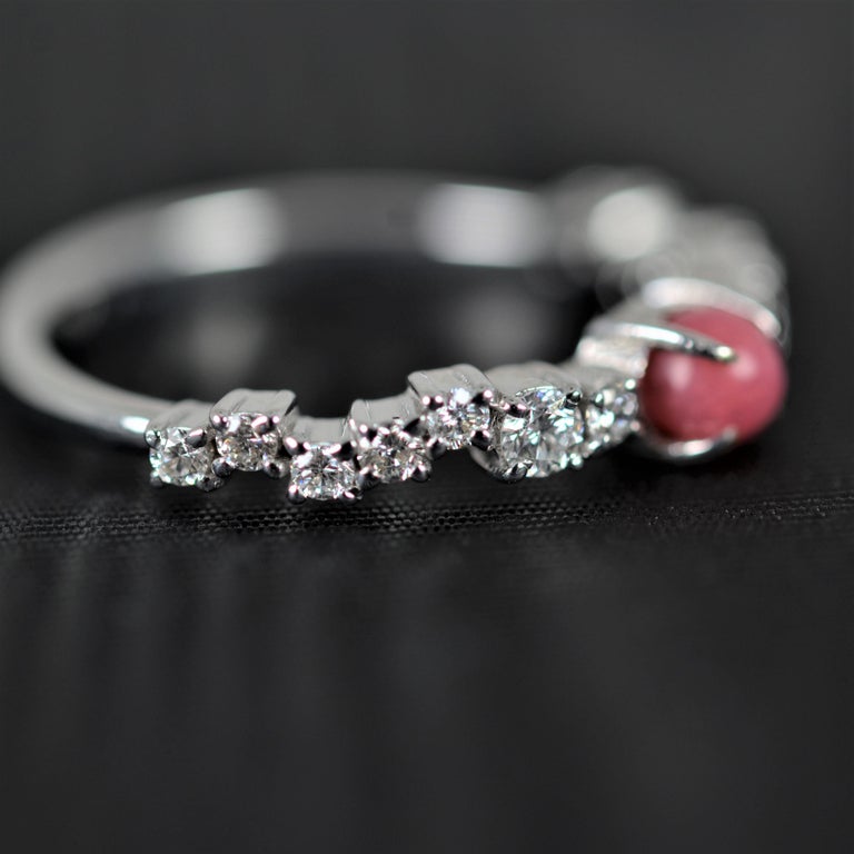 GGTL Certified 0 39 Carats Natural Conch Pearl Diamond Ring For Sale at