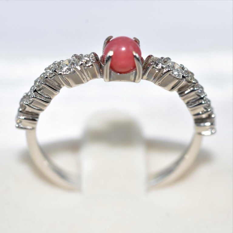 GGTL Certified 0 39 Carats Natural Conch Pearl Diamond Ring For Sale at