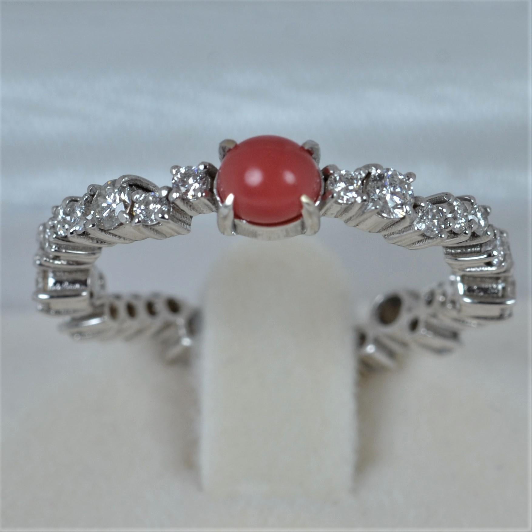 GGTL Certified 0 51 Carats Natural Conch Pearl Diamond Eternity Ring