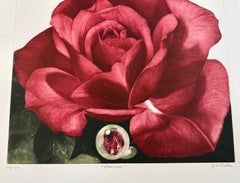 G.H. Rothe, "Glass Rose, " hand signed, mezzotint