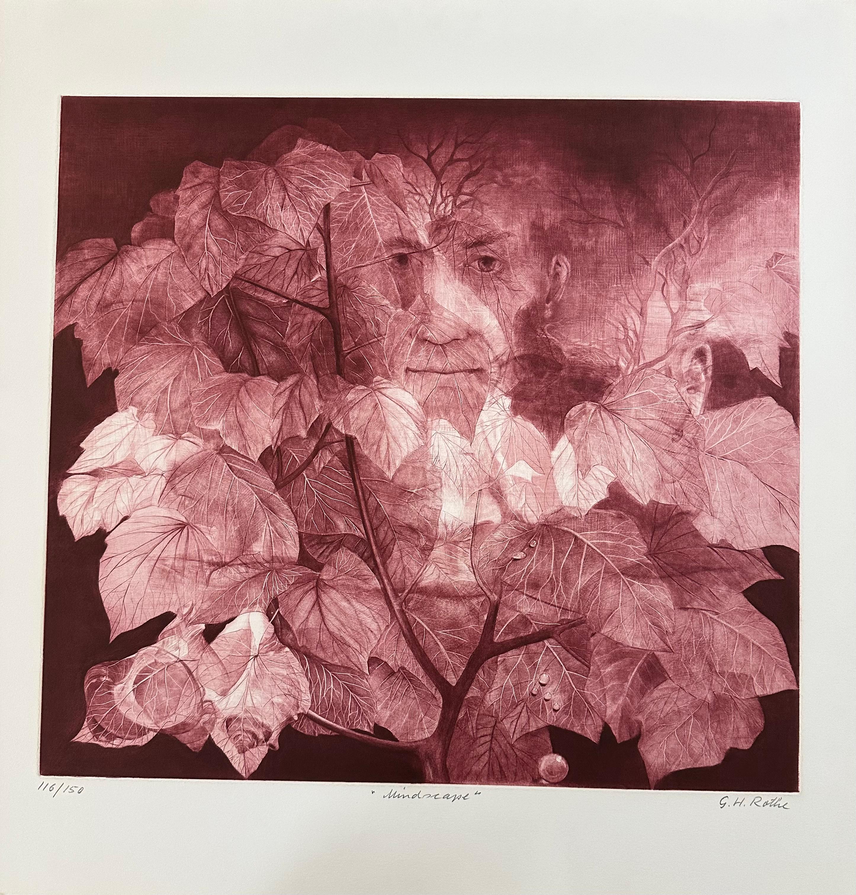 Still-Life Print di G.H. Rothe - H. H. Rothe, "Mindscape" firmato a mano, mezzatinta