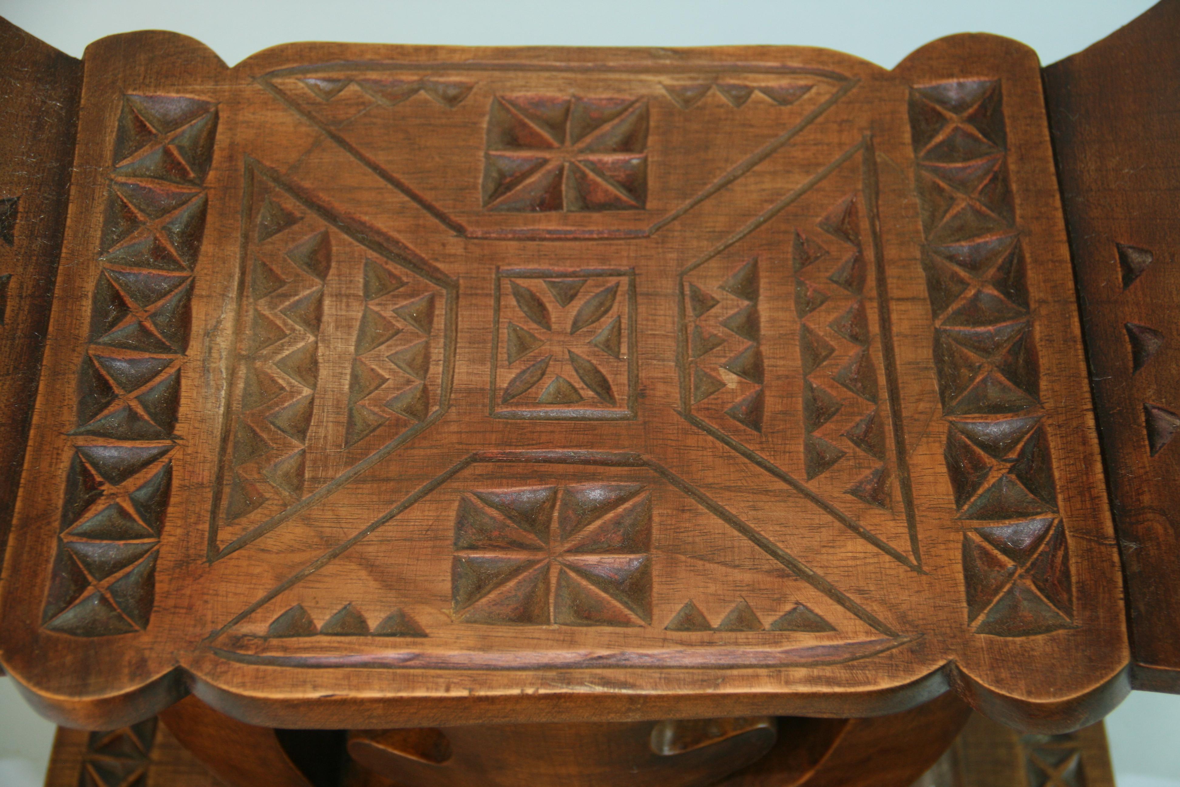 Late 20th Century Ghana African Intricately Carved Bench 1980's For Sale