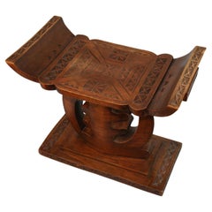 Ghana African Intricately Carved Bench 1980's