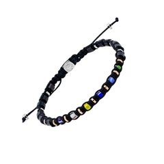 Bracelet du Ghana en macramé, perles africaines et argent, taille S