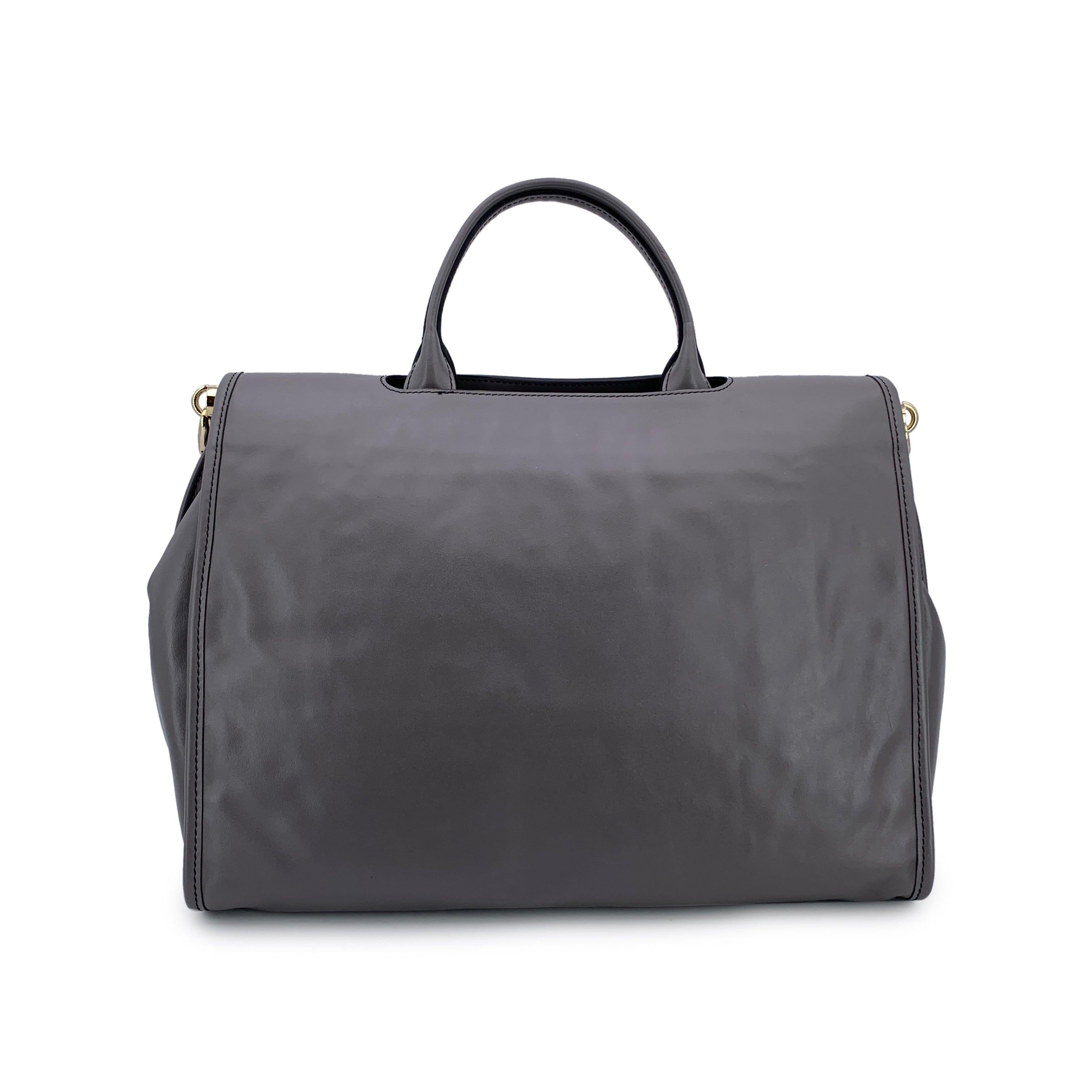 Grigio Gherardini 130th Anniversary Grey Borsa a cartella grande in pelle con tracolla