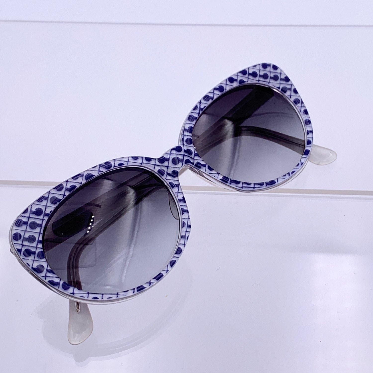Gherardini Vintage Mint Bleu Blue Logo Sunglasses G/1 52/11 140 mm In Excellent Condition For Sale In Rome, Rome