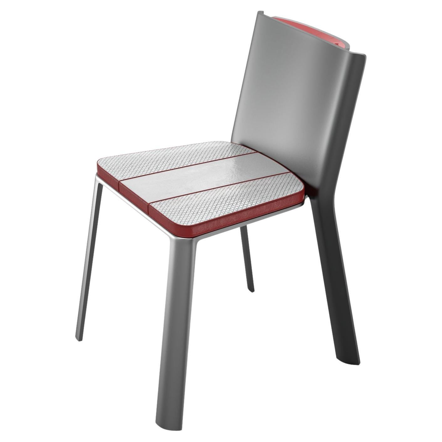 "Ghiaccio" Chair with Stainless Steel and Tailor Made Bottega Leather, Istanbul For Sale