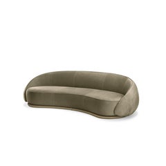 Ghidini 1961 Sofá Abbracci 3 plazas Piel nobuk gris Base latón by L. Bozzoli