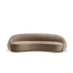 Ghidini 1961 Abbracci 3-Seat Sofa in Camel Brown Leather and Brass Base, Bozzoli