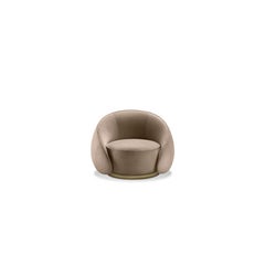 Ghidini 1961 Abbracci Armchair in Beige Leather with Brass Base by L. Bozzoli