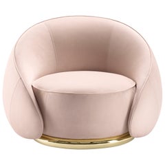 Ghidini 1961 Abbracci Armchair in Pink Leather with Brass Base by L. Bozzoli