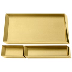 Ghidini 1961 Axonometry Desk Trays Set in Polished Brass