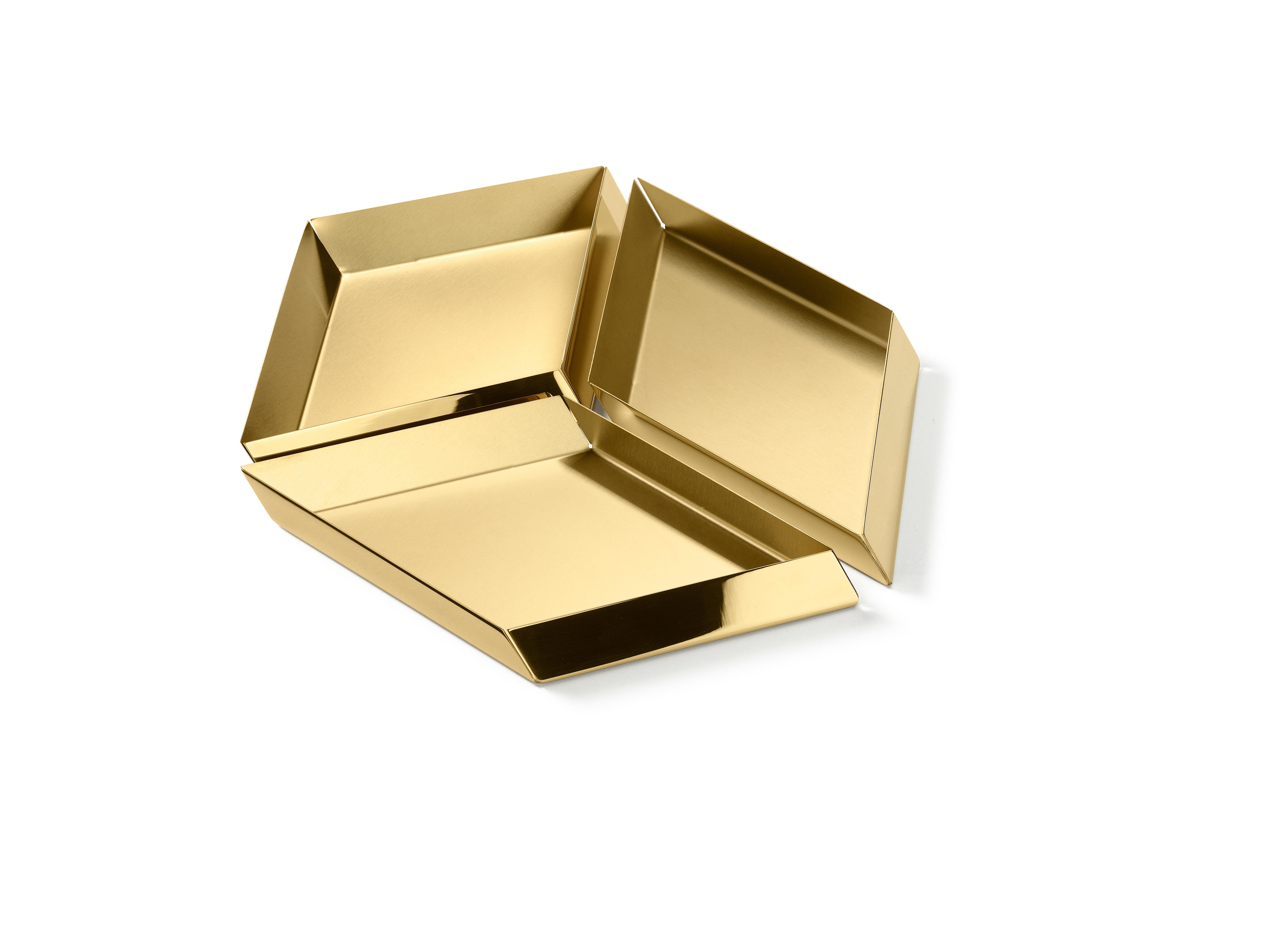 Modern Ghidini 1961 Axonometry Large Cube Tray in Brass by Elisa Giovanni For Sale