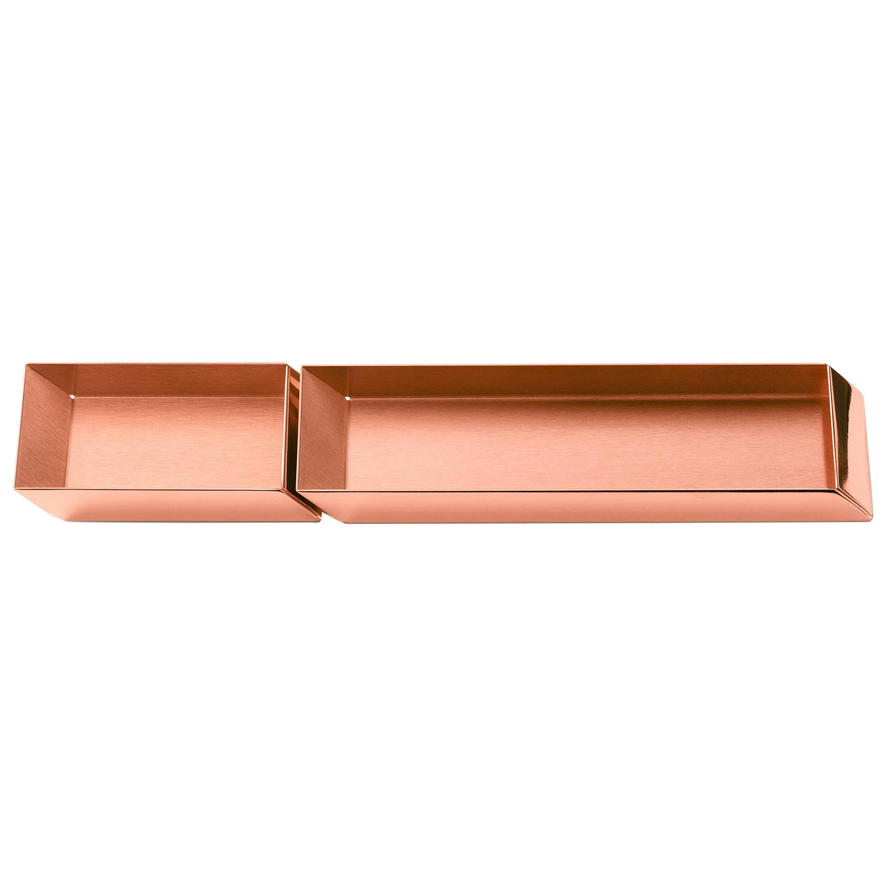 Plateaux de bureau Axonometry pour stylos et cartes en finition or rose, Ghidini 1961