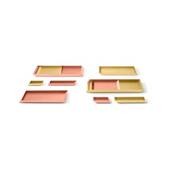 Ghidini 1961 Axonometry Set 3 Small Parallelepiped Tray Set in Rose Gold Finish