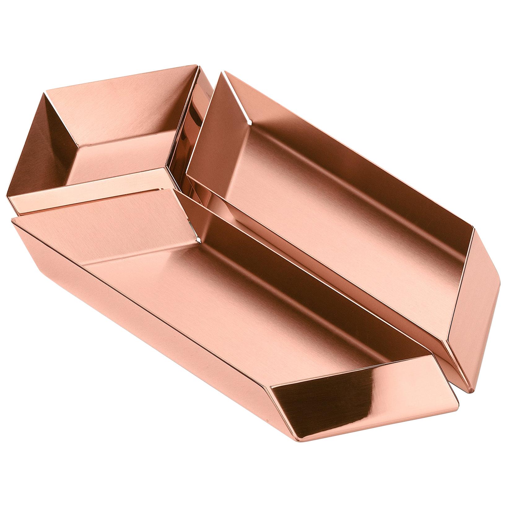 Ghidini 1961 Axonometry Small Parallelepiped Tray in Copper by Elisa Giovanni