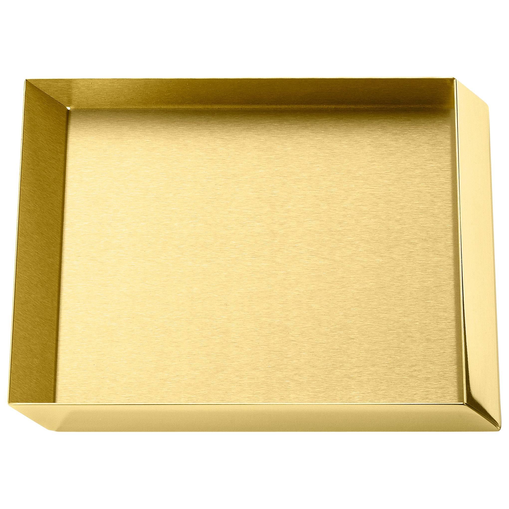 Ghidini 1961 Axonometry Squared Small Tray in Polished Brass For Sale