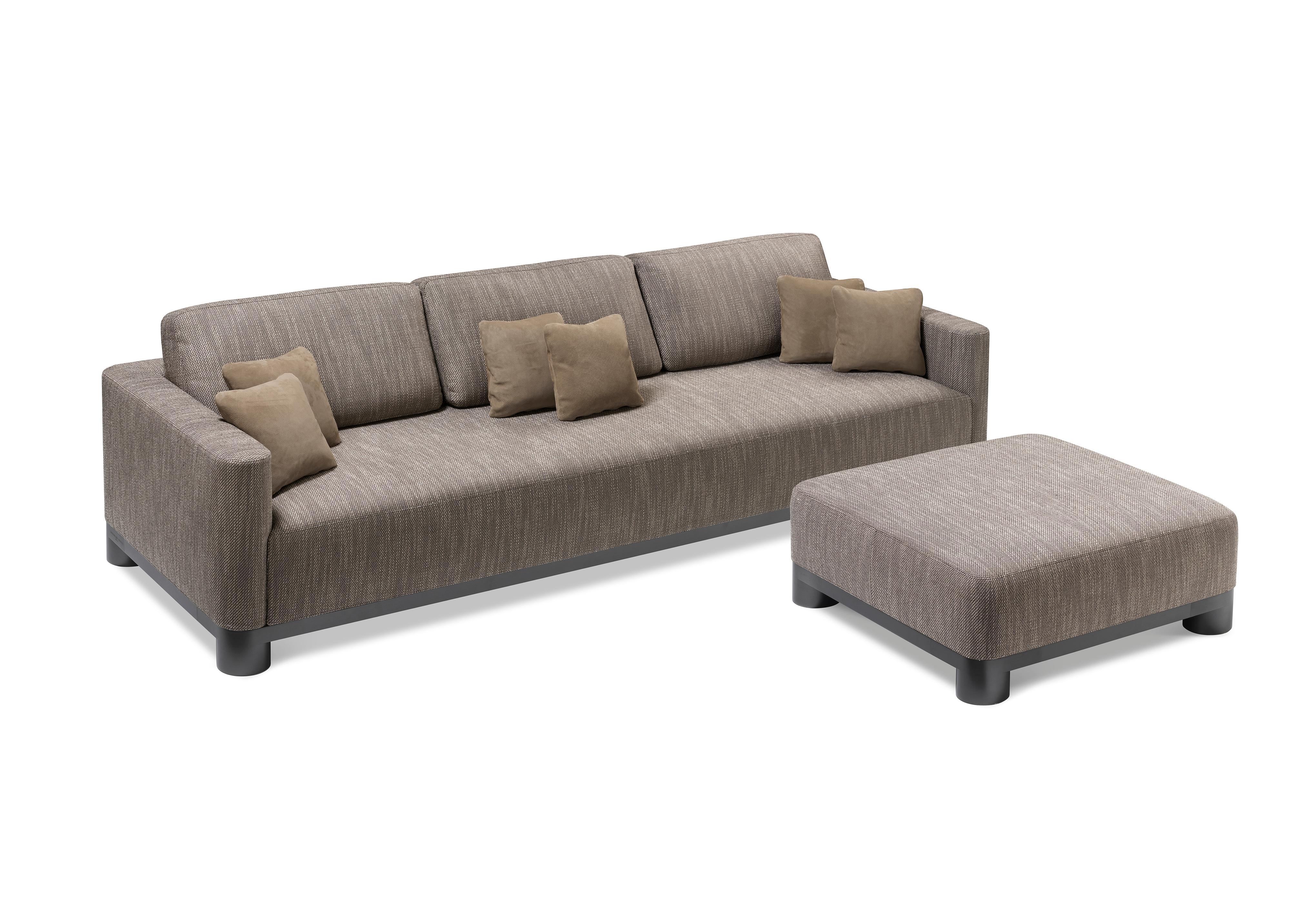 Modern Ghidini 1961 Bold 3-Seat Sofa in Fabric with Black Gold Base by E. Giovannoni For Sale