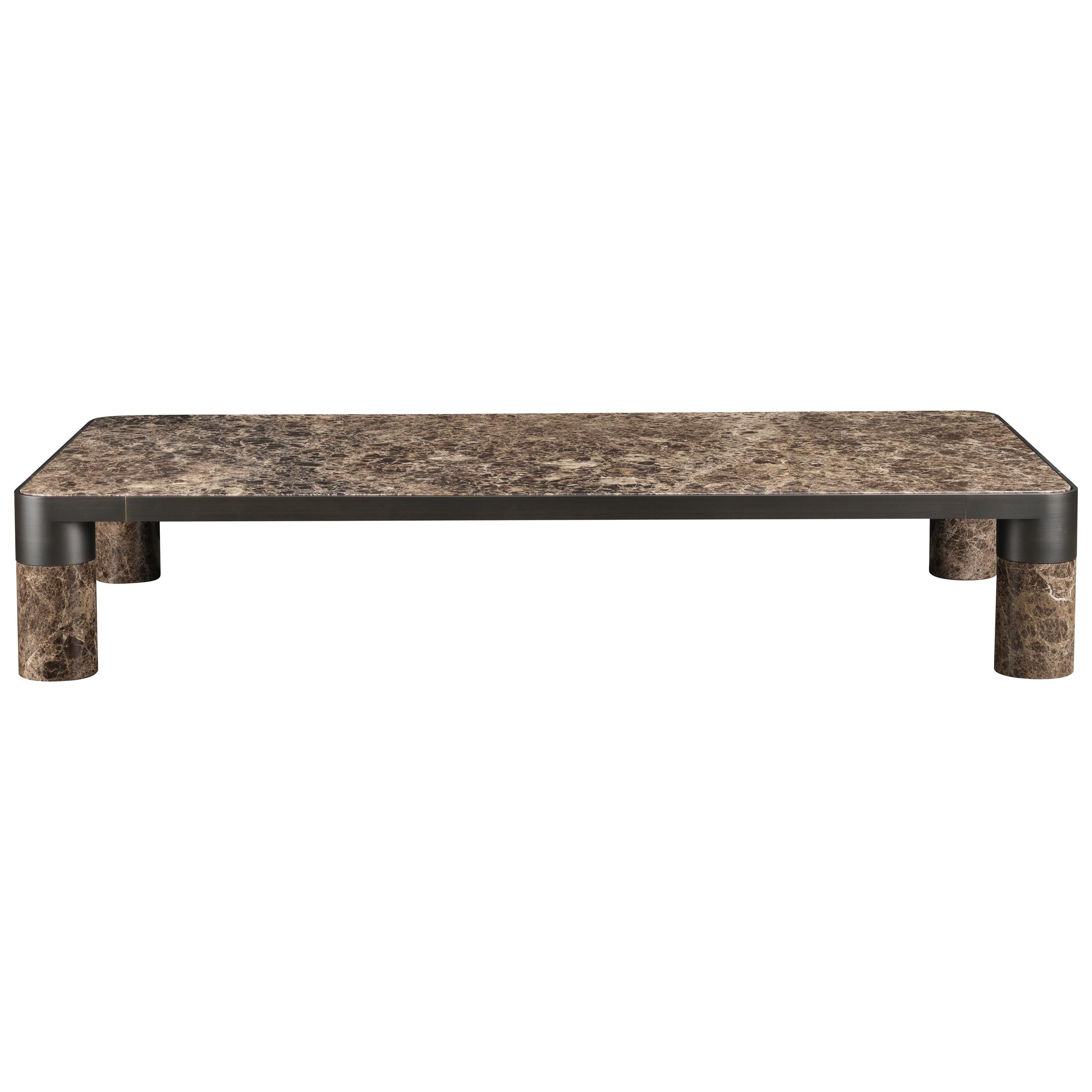 Ghidini 1961 Bold Large Coffee Table in Marble Top and Black Gold, E.Giovannoni For Sale