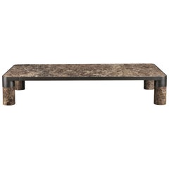 Ghidini 1961 Bold Large Coffee Table in Marble Top and Black Gold, E.Giovannoni