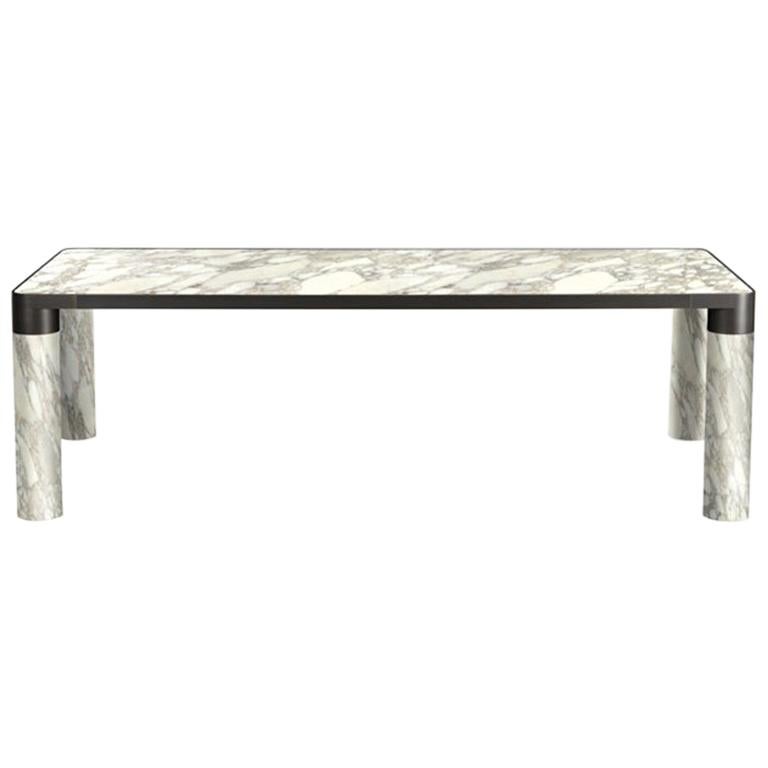 Ghidini 1961 Bold Large Table in Calacatta Marble Top & Black Gold, E.Giovannoni