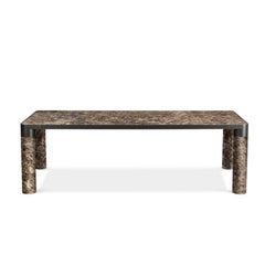 Ghidini 1961 Bolder großer Tisch mit Emperador-Marmorplatte und Schwarzgold, E.Giovannoni